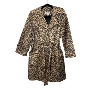 Preston & York Animal‎ Print Belted Trench Coat Women's Size 8